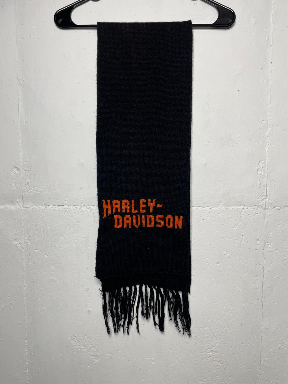 Vintage Harley- Davidson Acrylic Scarf Black Orange made in USA